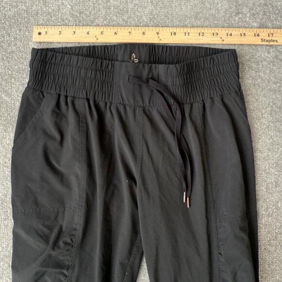 prAna Pants Womens Medium Black Stretch Drawstring Ruched Leg Tie Hem Joggers - Picture 7 of 12